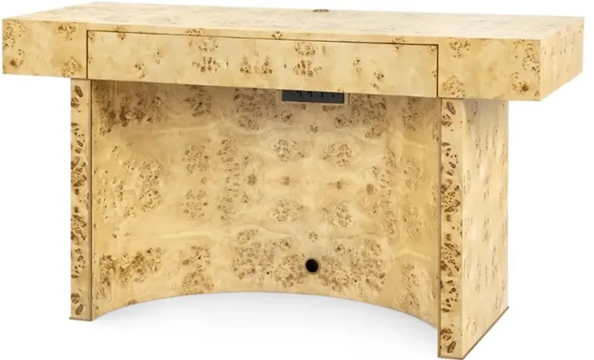 Sloane Modern Classic Brown Burl Rectangular Desk