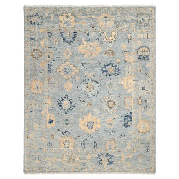 Sonaya Traditional Blue Wool Oushak Patterned Hand Knotted Rug - 3'x5'