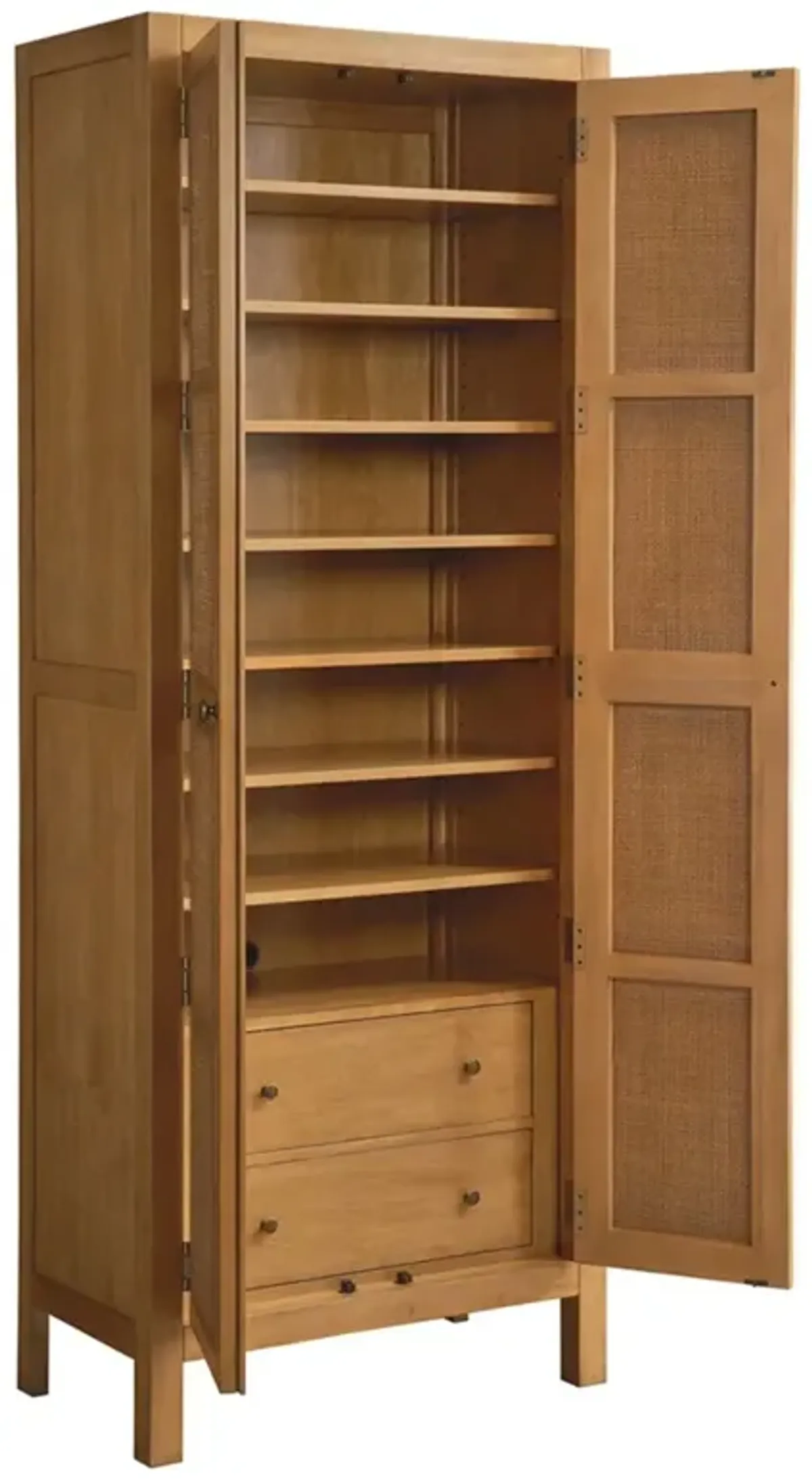 Surf Coastal Beach Brown Wood Cane Cabinet