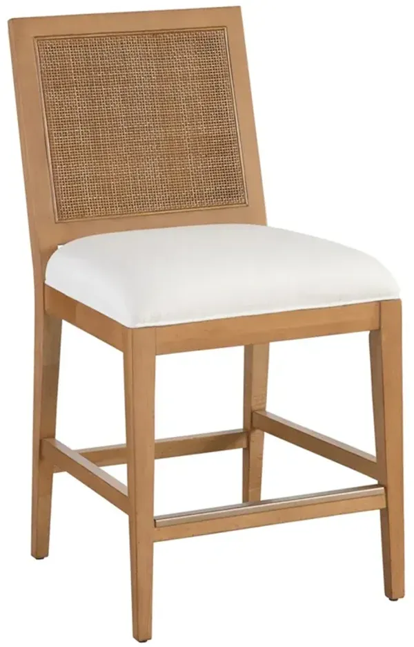 Cleo Coastal Beach Brown Wood Cane Counter Stool