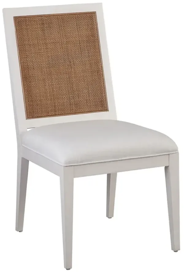 Smithcliff Coastal Beach White Wood Cane Dining Side Chair