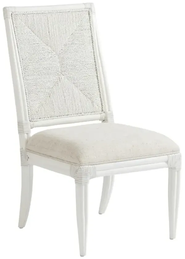 Regatta Coastal Beach White Wood Rattan Dining Side Chair