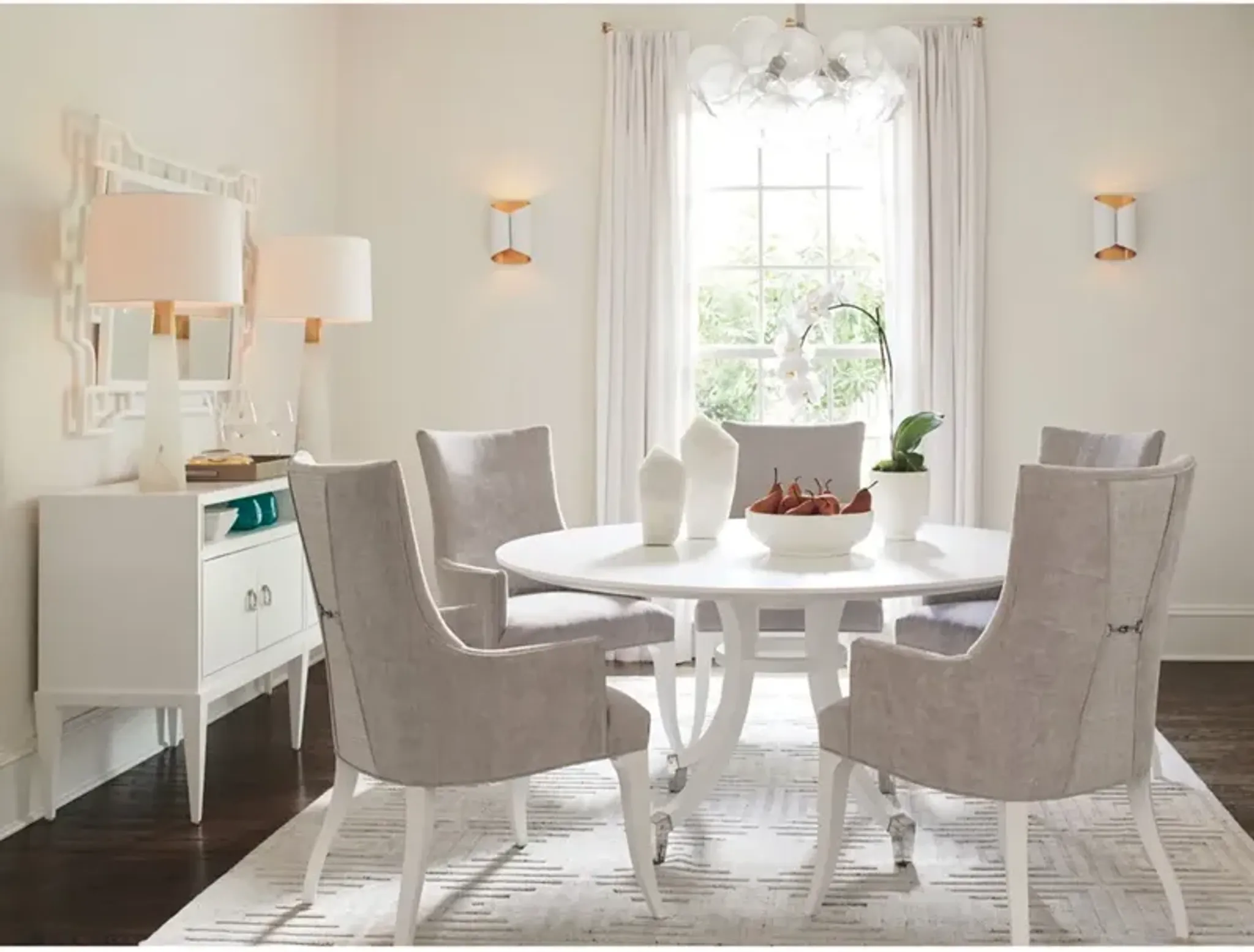 Lombard Modern Classic White Wood Round Dining Table 60 Kathy Kuo Home ...