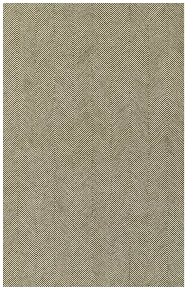 Veni Updated Traditional Green Wool Zigzag Patterned Rug - 9'x12'