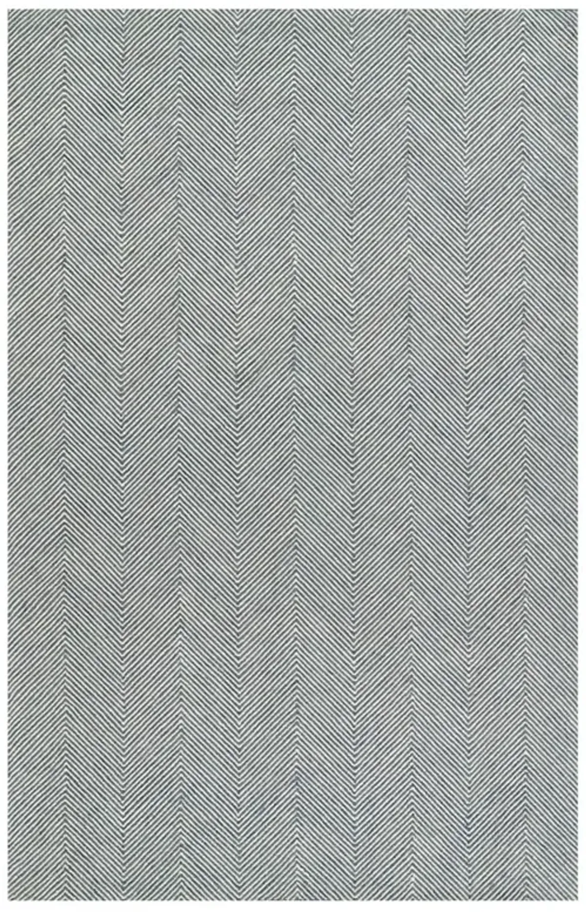 Veni Updated Traditional Blue Wool Zigzag Patterned Rug - 5'x8'