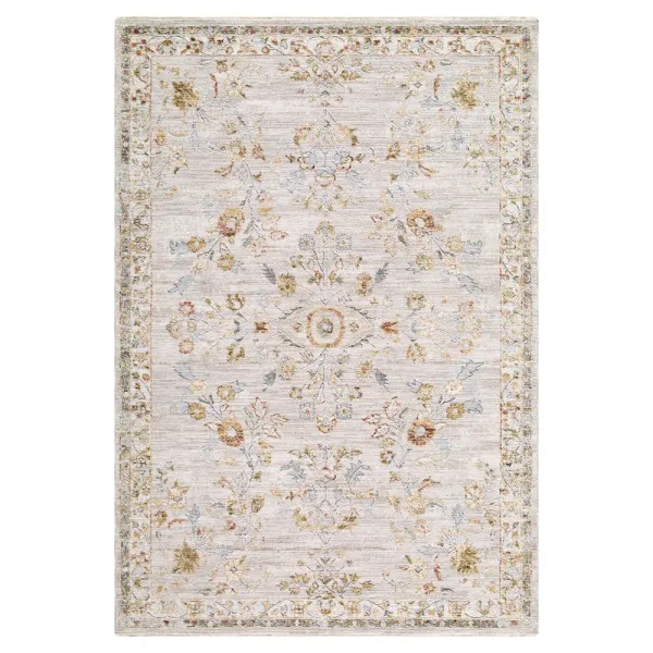 Ellara French Country Cream Floral Patterned Rug - 7'10" x 10'2"