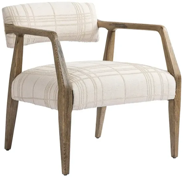 Tyler Mid Century Modern Sheffield Checkered Natural Oak Arm Chair