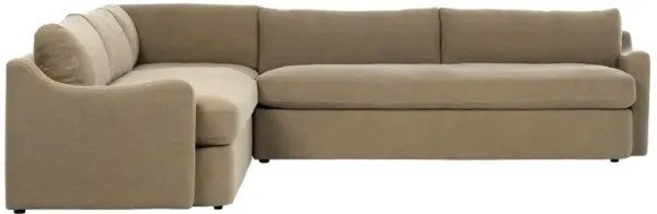 Aurelia Broadway Canvas Linen 3-Piece Sectional - 124x124"