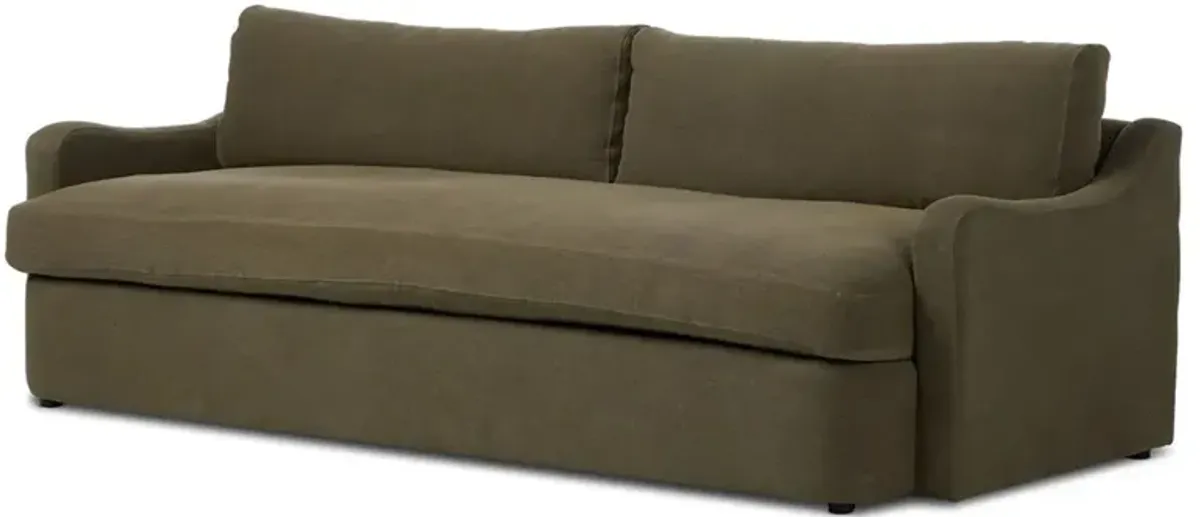 Aurelia Broadway Olive Linen Sofa - 96"