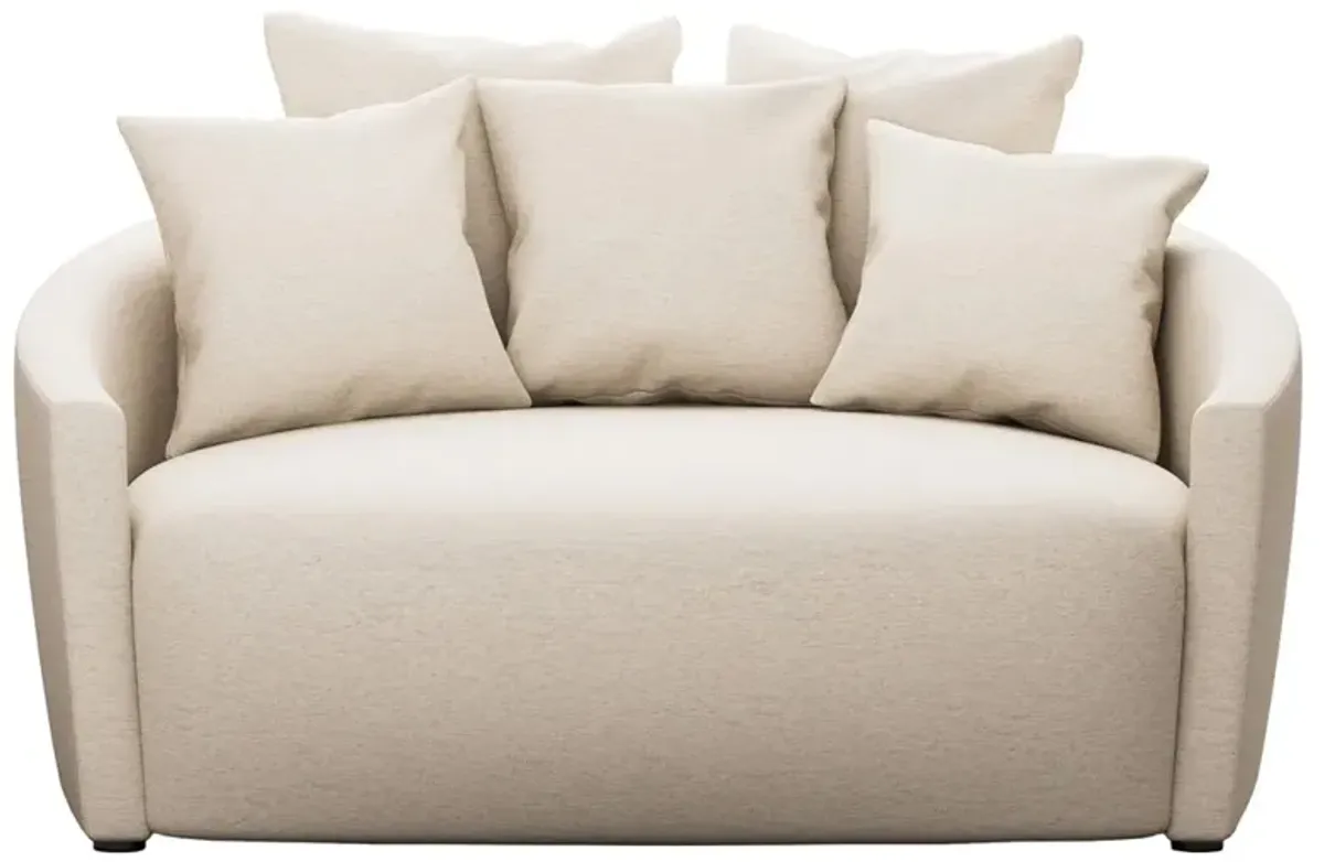 Chloe Modern Classic Crypton Nomad Snow Round Sofa - 62"