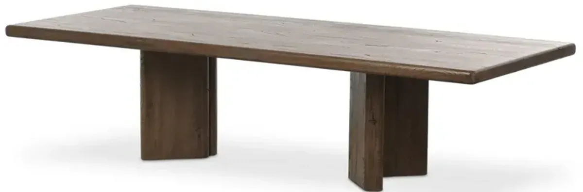 Castro Rustic Lodge Grey Reclaimed Oak Rectangular Dining Table - 118"