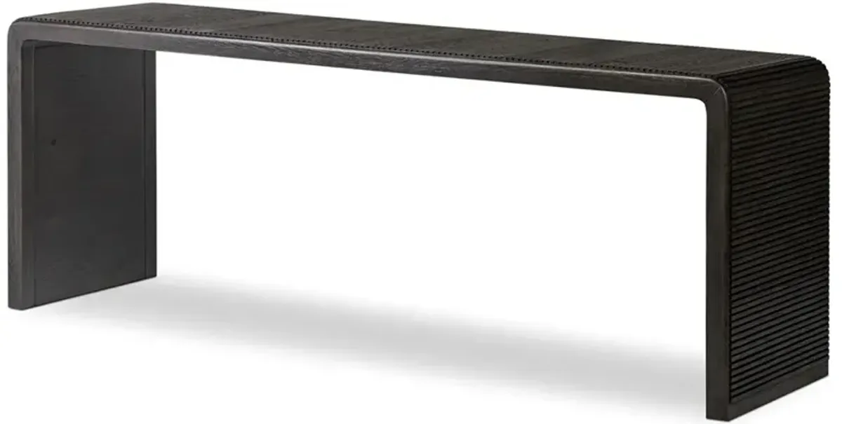 Leo Rustic Lodge Smoked Black Oak Rectangular Console Table