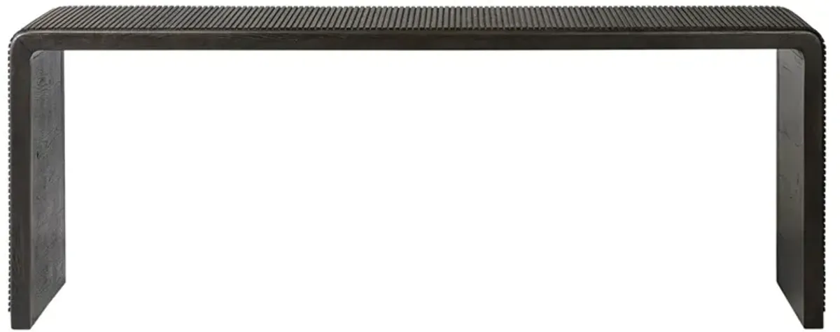 Leo Rustic Lodge Smoked Black Oak Rectangular Console Table