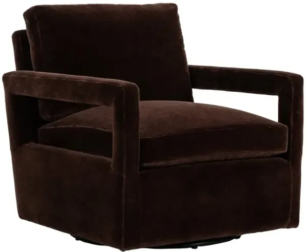 Olson Modern Classic Monte Chocolate Velvet Swivel Chair