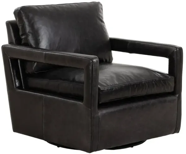 Olson Modern Classic Sonoma Black Leather Swivel Chair