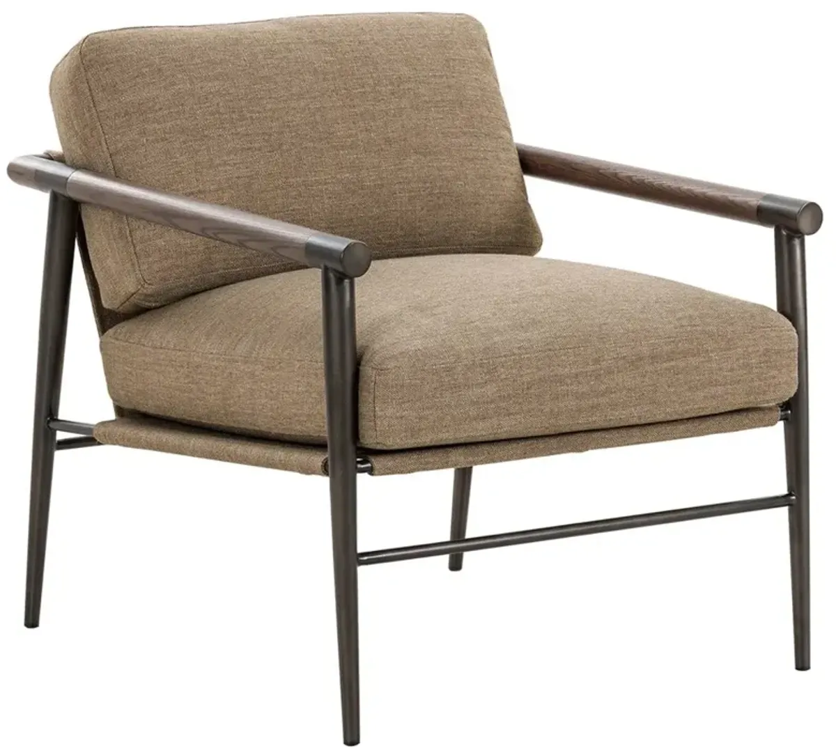 Zander Mid Century Alcala Fawn Performance Black Steel Occasional Arm Chair