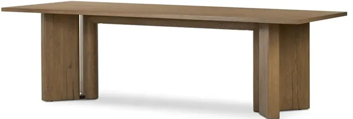 Huxley Rustic Lodge Rubbed Light Oak Rectangular Dining Table - 100"