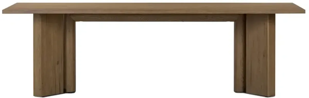 Huxley Rustic Lodge Rubbed Light Oak Rectangular Dining Table - 100"
