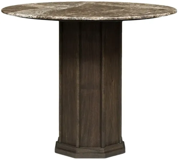 Pavlo Updated Traditional Brown Marble Acacia Wood Round Bistro Table - 36"