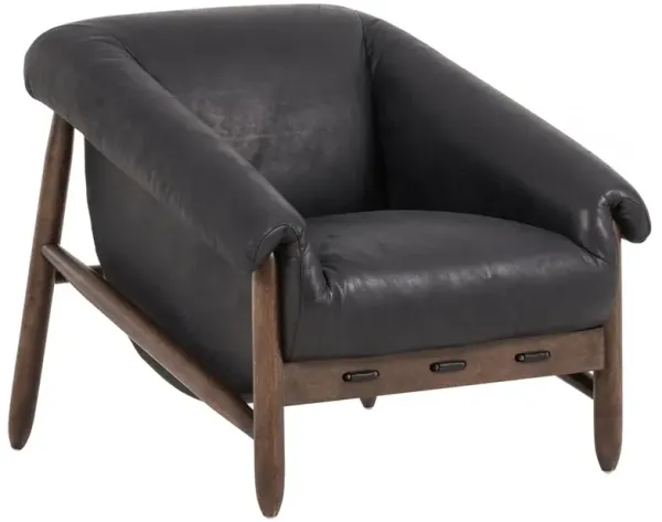 Reggie Rustic Lodge Black Leather Club Chair
