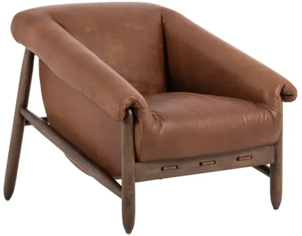 Reggie Rustic Lodge Brown Sienna Leather Club Chair