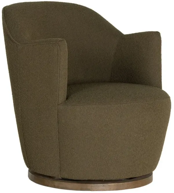 Aurora French Country FIQA Olive Boucle Swivel Arm Chair