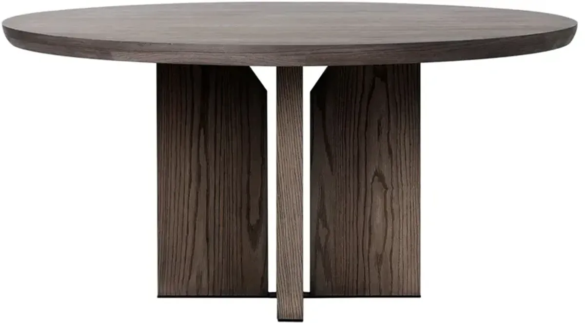 Ernest Rustic Lodge Shale Grey Oak Round Pedestal Dining Table - 60"