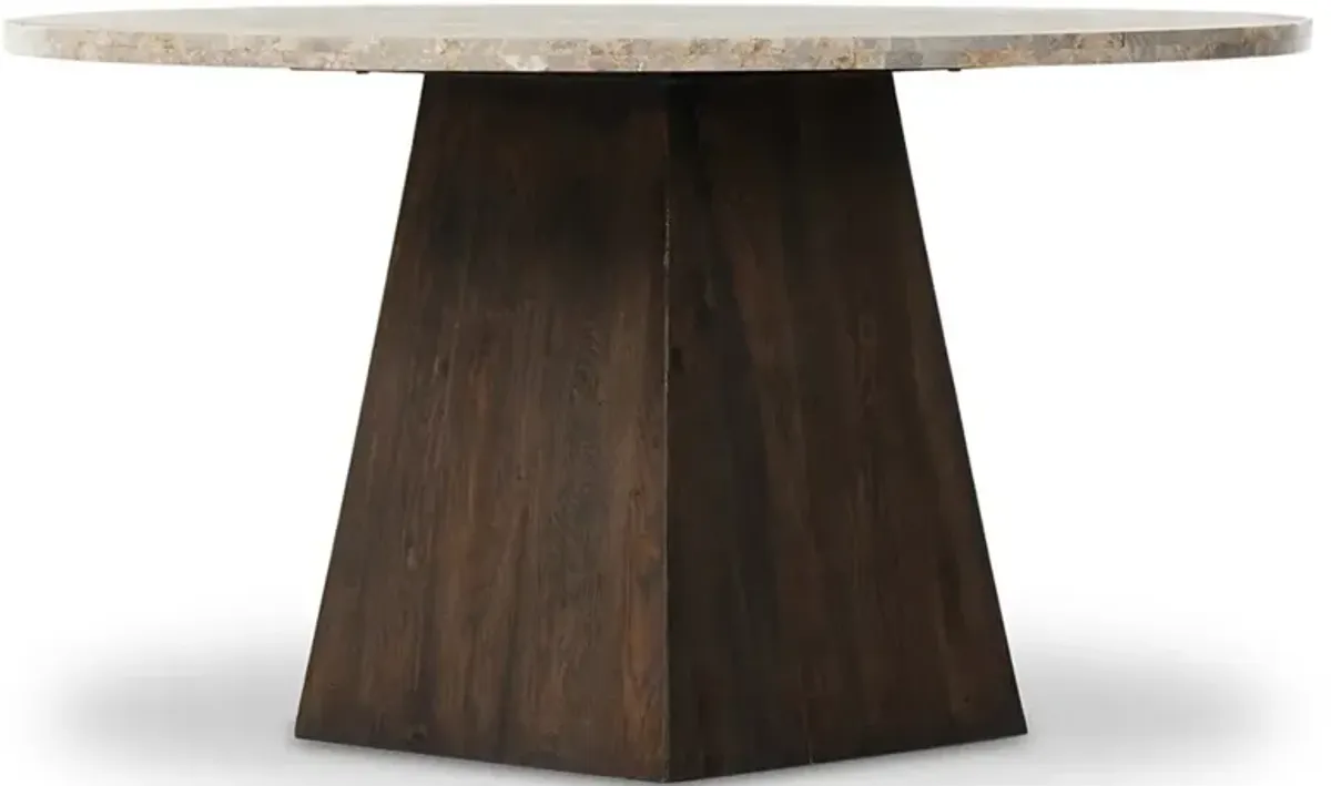 Brisa Modern Classic Dune Onyx Grey Oak Round Dining Table - 55''
