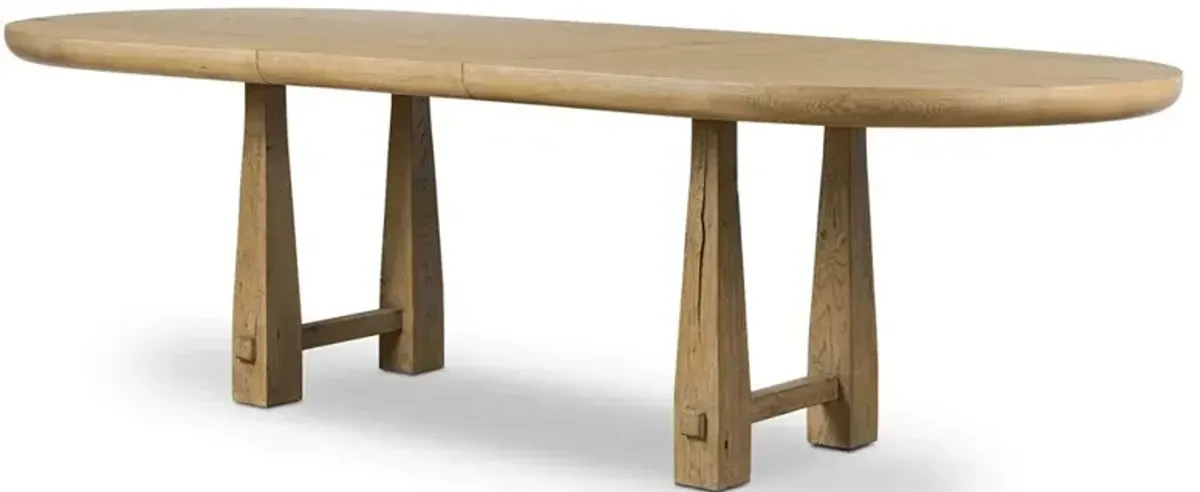 Godric Coastal Beach Drifted Oak Wood Oval Extendable Dining Table - 84-104"