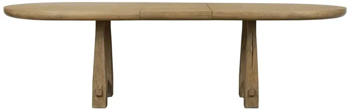 Godric Coastal Beach Drifted Oak Wood Oval Extendable Dining Table - 84-104"