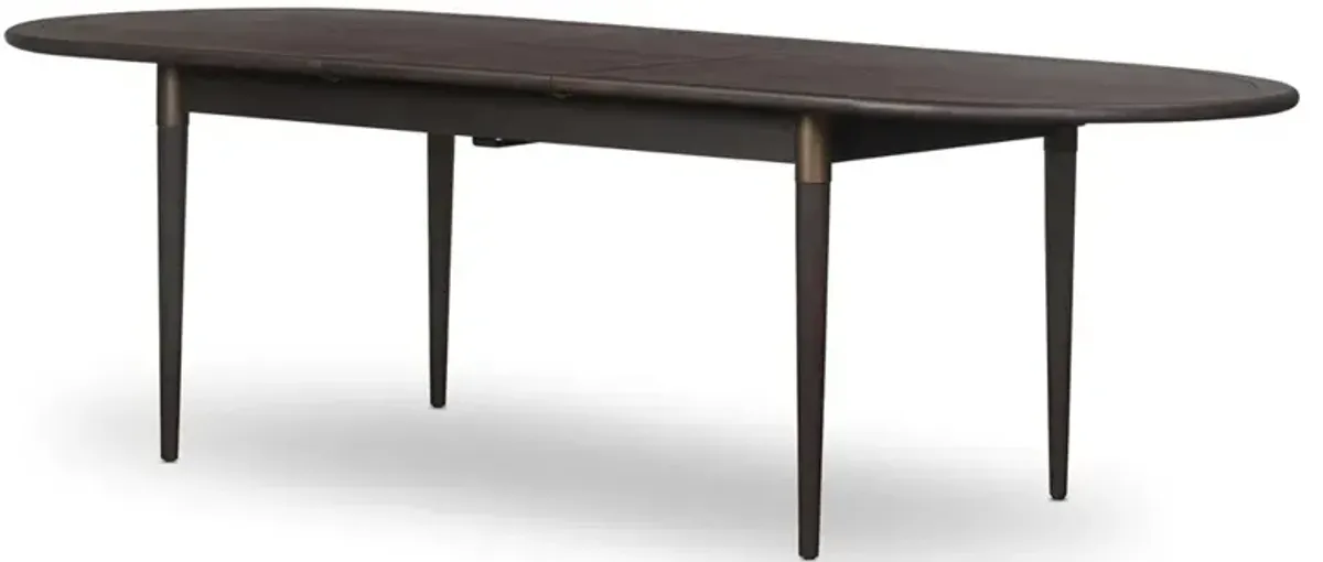 Hayden Modern Classic Black Mango Wood Oval Extendable Dining Table - 84-104"