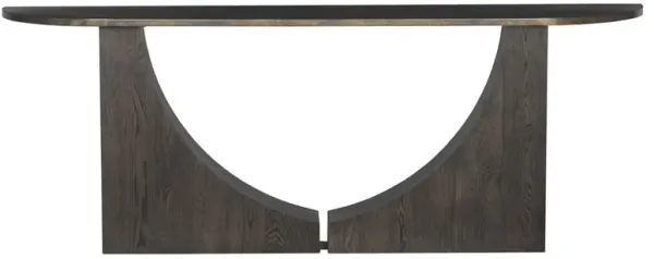 Maly Modern Classic Espresso Oak Iron Demilune Console Table