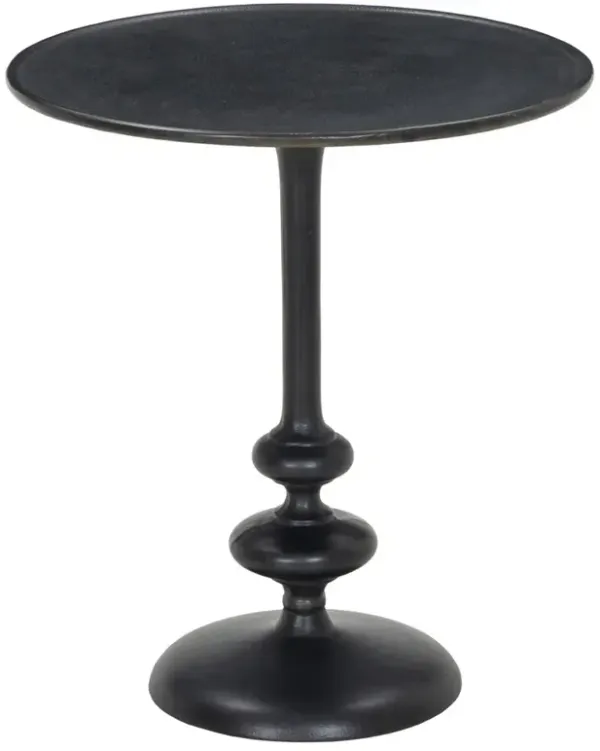 Marlow Industrial Loft Black Antique Aluminum Pedestal Round Side Table