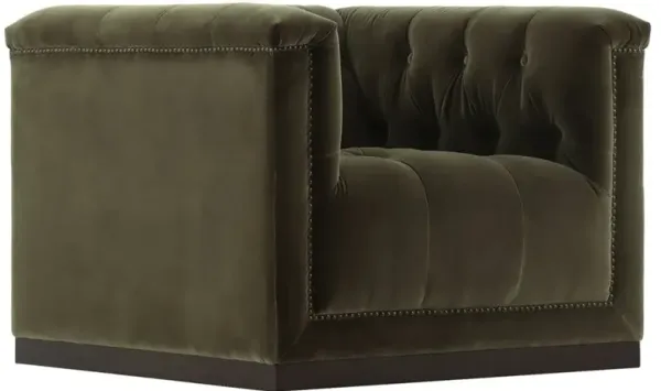 Maxx Rustic Lodge Surrey Olive Velvet Tufted Nailhead Trim Swivel Club Chair