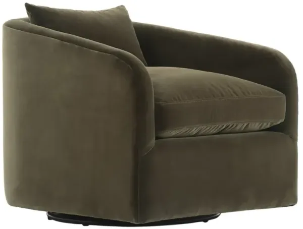 Topanga Modern Classic Surrey Olive Velvet Swivel Barrel Chair