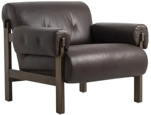 Cora Rustic Lodge Conroe Cigar Leather Club Chair