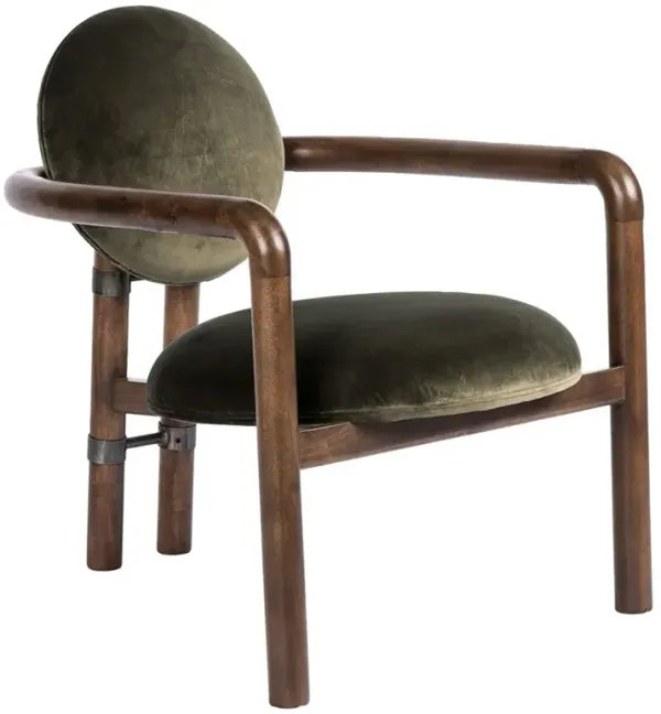 Bria Modern Classic Surrey Olive Velvet Brown Wood Arm Chair