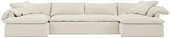 Cisco Home Donato Heathered Ivory Performance Slipcovered U-Shaped Sectional - 156"