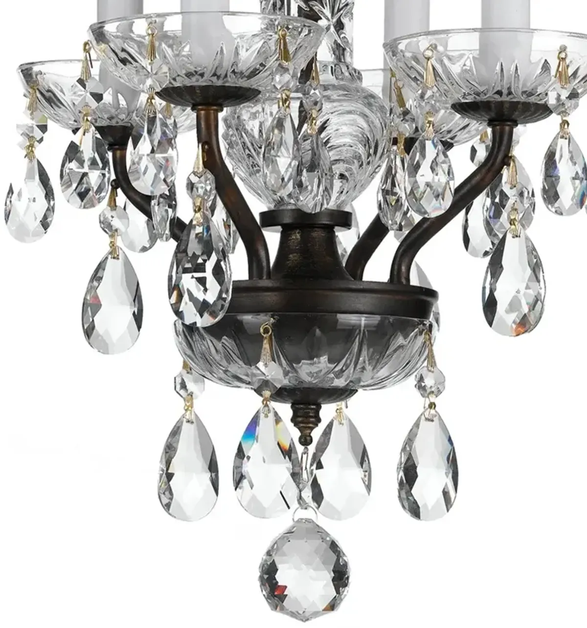 Orielle Updated Traditional Bronze Metal Crystal Teardrop Mini Chandelier
