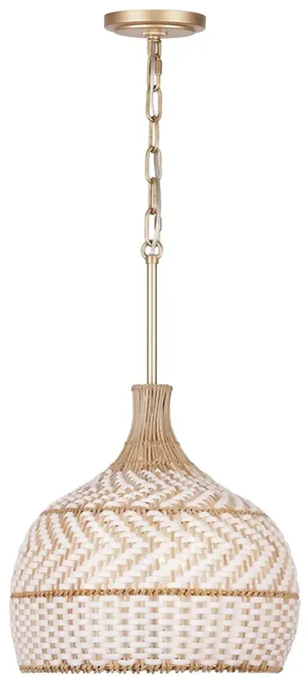Lily Coastal Beach White Woven Rattan Soft Gold Accent 3 Light Pendant