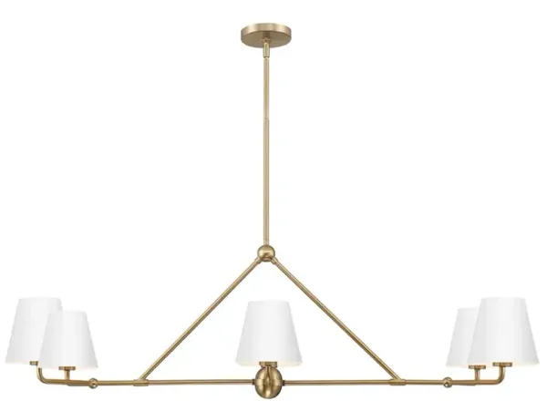 Isaiah Updated Traditional White Steel Shade 6 Light Linear Chandelier