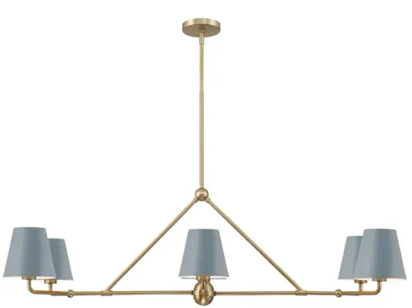 Isaiah Updated Traditional Blue Steel Shade 6 Light Linear Chandelier