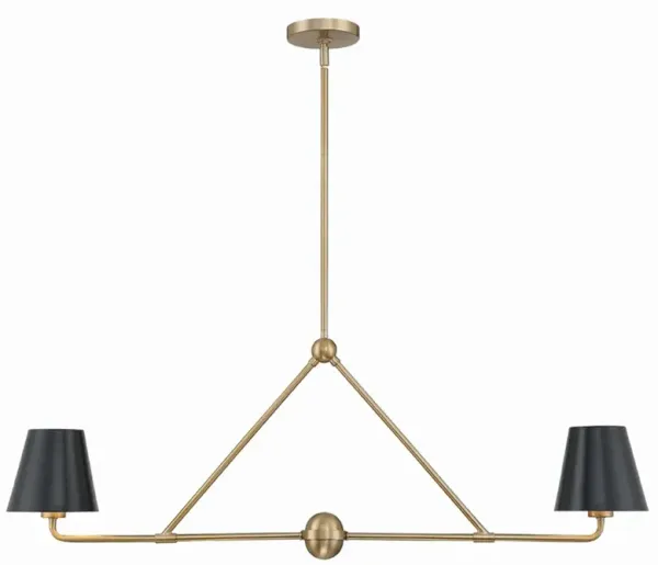 Isaiah Updated Traditional Black Steel Shade 2 Light Linear Chandelier