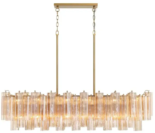 Corin Updated Traditional Amber Glass 14 Light Linear Chandelier
