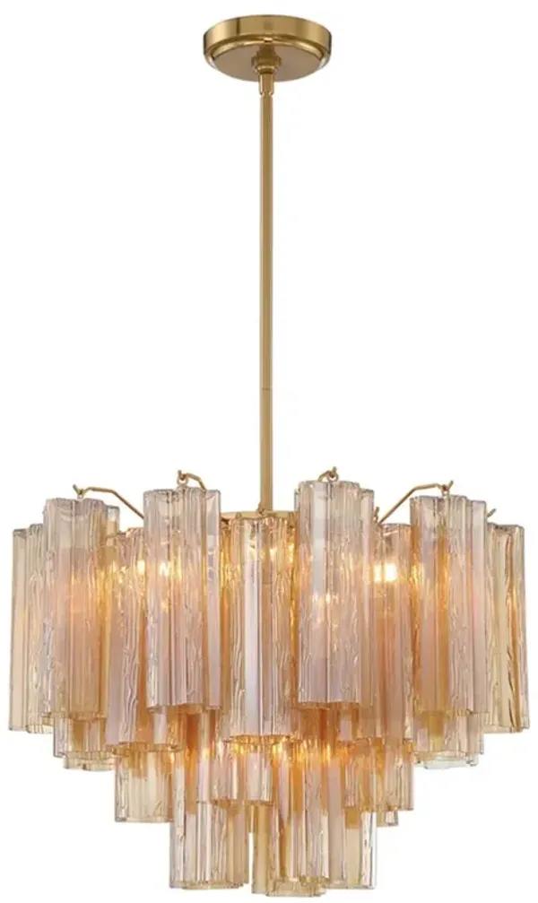 Corin Updated Traditional Amber Glass 6 Light Chandelier