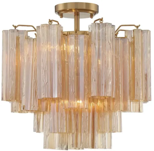 Corin Updated Traditional Amber Glass 4 Light Chandelier