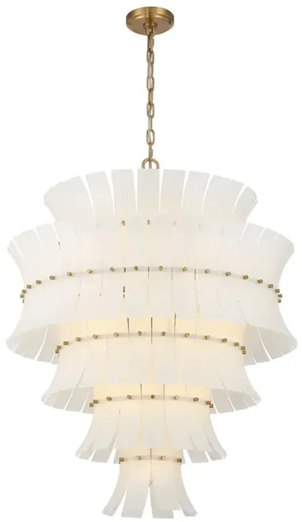 Amaris Updated Traditional White Curved Glass 21 Light Chandelier