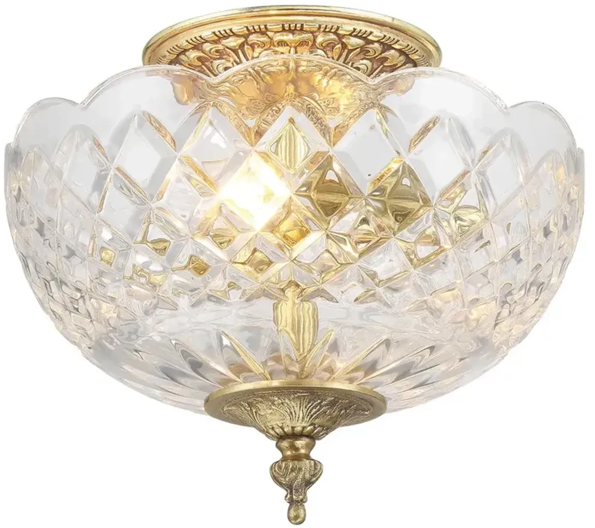 Cassandra Updated Traditional Crystal Bowl Brass 2 Light Semi Flush Mount