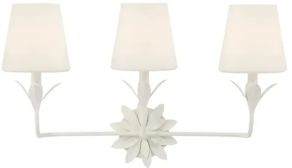 Liora Updated Traditional White Silk Shade Steel 3 Light Bath Sconce