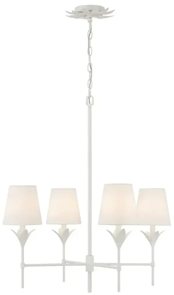 Liora Updated Traditional White Silk Shade Matte White Chandelier